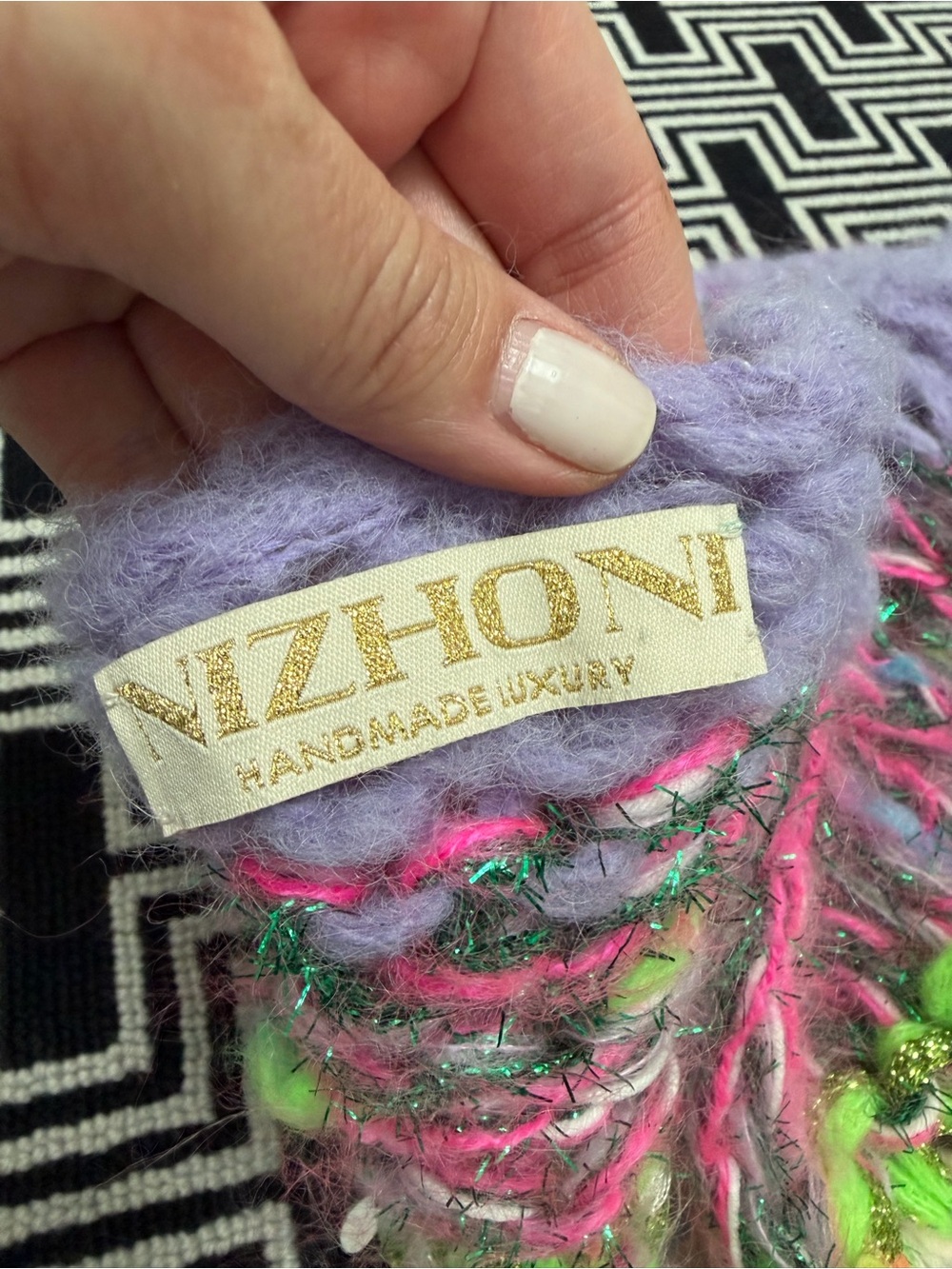 Nizhoni  Luxury had knit mohair and wool oversized Cardigan